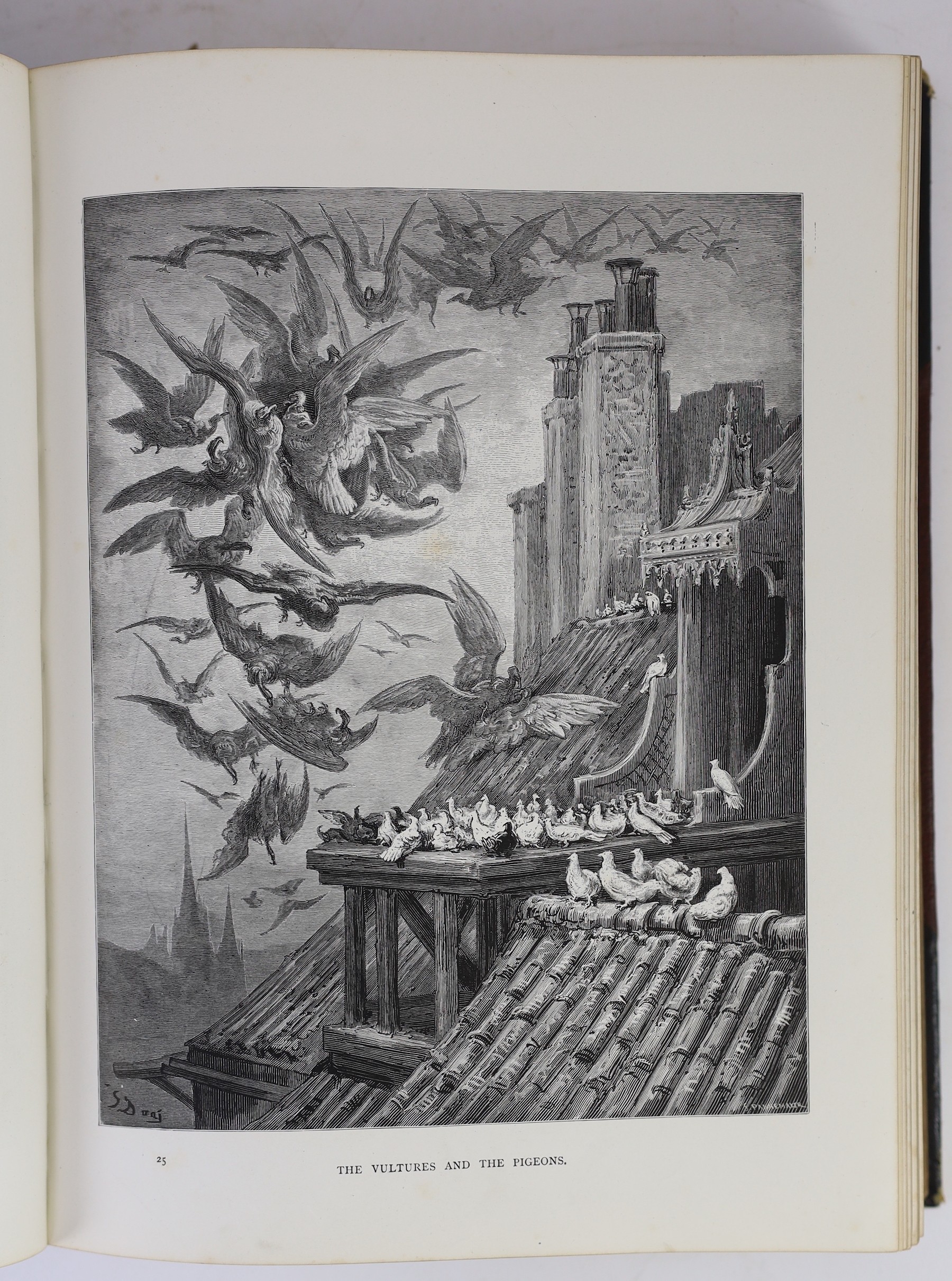 Dore, Gustave (illustrator) - Cassell's Dore Gallery... With a Memoir (etc) by Edmund Ollier. num. engraved plates; contemp. half morocco and cloth, gilt decorated panelled spine, ge. and marbled e/ps., fol. (ca.1885)